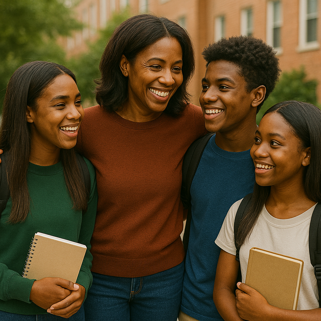 Mother with three teenagers